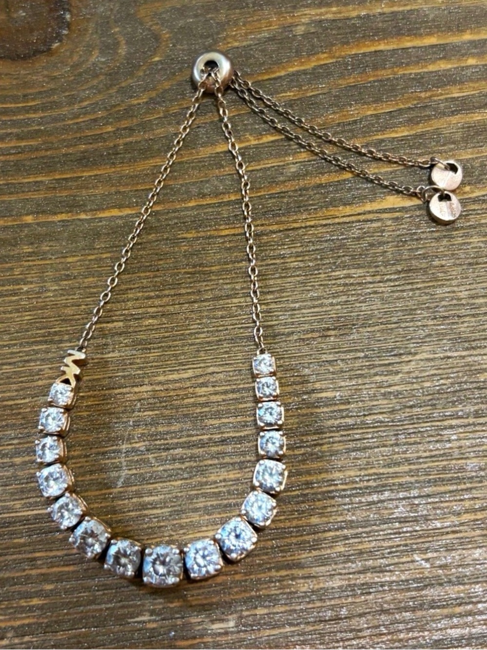 .925 Silver Michael Kors Cubic Zirconia Tennis Bracelet with Rose Gold Tone